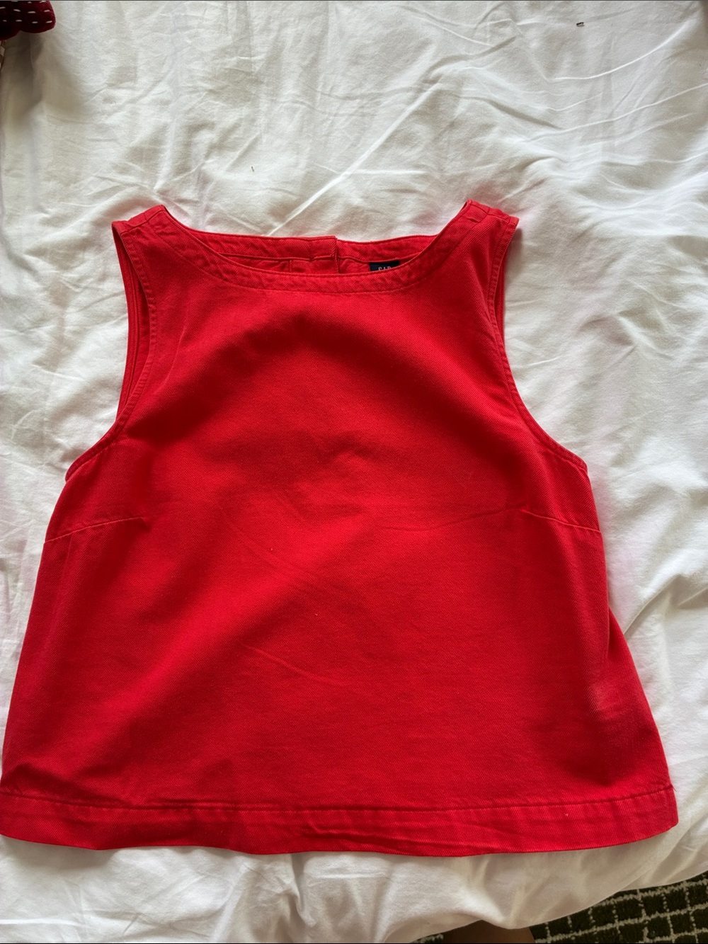GAP Tomato Red High Neck Denim Tank Top